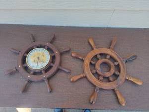 lot 6029 image: Barometer and ships wheel decor