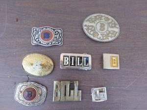 lot 6112 image: 8 Belt Buckles B and Bill