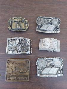 lot 6163 image: 6 belt buckles - religious