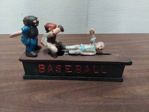 lot 6197 image: Cast Iron Baseball Mechanical Bank