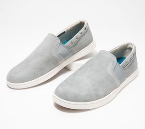 lot 6655 image: Spenco Orthotic Revitalign Suede Leather Water Repellent Slip-Ons sneakers womens size 7w