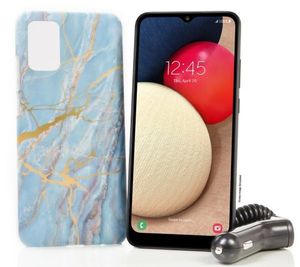 lot 6698 image: Tracfone Samsung Galaxy A02s Prepaid Smartphone with car charger and case