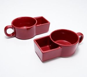 lot 6703 image: American Atelier Set of 2 Ceramic Soup & Snack cracker service bowl dish