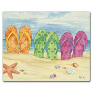 lot 6704 image: Counter Art Tempered Glass cutting board burner cover service tray with feet
