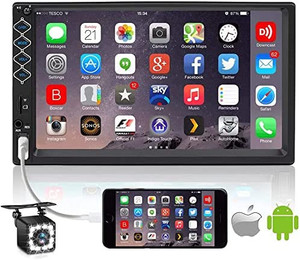 lot 6712 image: Double Din car stereo media player with 7 touchscreen Bluetooth mirror link back up camera phone app remote control
