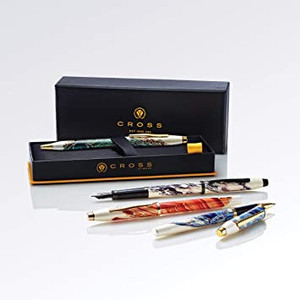 lot 6714 image: Cross Wanderlust Borneo Refillable Rollerball Pen Gift Set 23 Carat Gold Plated accents includes box and refills
