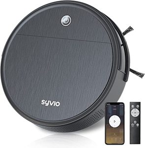 lot 16805 image: syvio Robot Vacuum with 2500Pa Powerful Suction, Super-Slim, 3 Speeds, Up to 150min Runtime, Schedule, Remote, Self-Charging, Quiet Robotic Ideal for Pet Hair, Hardfloor, Short Carpet