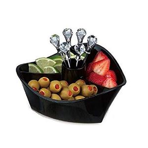 lot 16822 image: Prodyne GS-7-B Happy Hour black with Diamond Head martini Picks Garnish Server (Set of 6), Clear