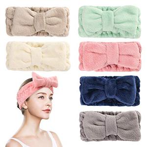 lot 16836 image: 6 Pack Microfiber Facial Makeup Headband Face Wash Headband, Bowtie Spa Headbands for Women, Headband for Washing Face Bow Hair Band for Women and Girls (Color A)
