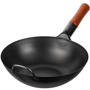 lot 16837 image: YOSUKATA Carbon Steel Wok Pan �� 11,8 �� Woks and Stir Fry Pans - Chinese Wok with Flat Bottom Pow Wok - Traditional Chinese Japanese Woks - Black Wok For Flat Stoves, Induction, Gas Stovetops
