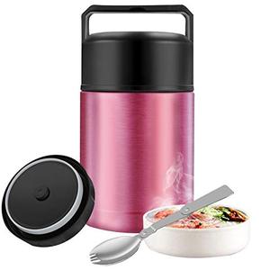 lot 16839 image: Soup Thermos for Adults,27oz Thermos for Hot Food,Wide Mouth Stainless Steel Food Thermos Jar,Insulated Lunch Container with Spoon & Handle,Leak Proof Vacuum Thermal Bento Box Flask Meal Carrier