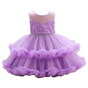 lot 16841 image: Flower Baby Girl Dress Toddler Party lace Tulle Tutu Princess Pageant Bridesmaid Easter Christmas Thanksgiving (4Y Purple)