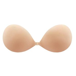 lot 16861 image: MITALOO Adhesive Bra Invisible Sticky Strapless Push up Backless Reusable Silicone Covering Nipple Bras Off-White