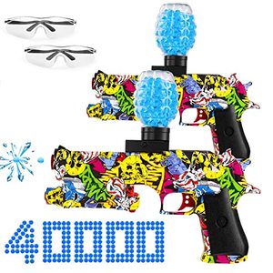 lot 16863 image: Water Ball Splatters - 2-Pack Electric Ball Splatter with 40000 Water Beads Automatic Splatter with Rechargeable Battery Outdoor Team Game Toy for Adults, Boys and Girls Age 12