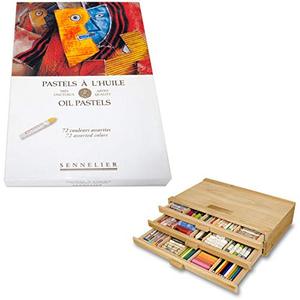 lot 16868 image: Sennelier Artist 72pc Oil Pastel Set, Includes 3 Drawer Wood Storage Box, Assorted Colors
