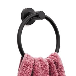 lot 16886 image: Marmolux Acc - Matte Black Towel Ring - Modern Hand Towel Holder for Bathroom Wall - SUS304 Stainless Steel Bathroom Towel Rack - Black Towel Hanger for Bathroom.