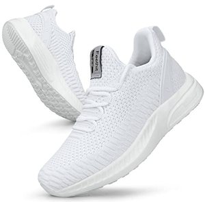 lot 16890 image: Feethit Women Tennis Running Shoes Walking Shoes Lightweight Casual Sneakers for Travel Gym Work Woman Waitress Nurse Light White