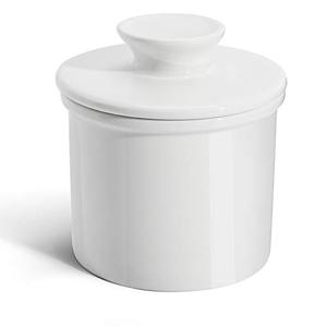 lot 16898 image: Sweese Butter Dish - Butter Crock for Counter with Water Line for Spreadable Butter - French Butter Keeper with Lid - No More Hard Butter - White, No. 305.101