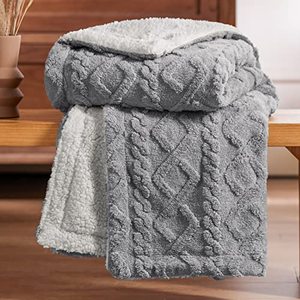 lot 16912 image: Bedsure Sherpa Blanket Twin Size - Twin Blanket Fuzzy Soft Cozy Throw for Couch, Fleece Thick Warm Blanket for Winter, Grey, 60x80 Inches