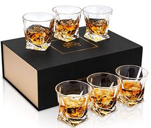 lot 16932 image: KANARS Crystal Whiskey Glass - Set of 6 Rocks Glasses 10 Oz in Luxury Box - Lowball Bar Tumblers for Scotch Cocktail Irish Whisky Cognac Rum - Unique Gifts for Men Dad - Ultra Clear