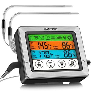 lot 16946 image: SMARTRO ST54 Dual Probe Digital Meat Thermometer for Cooking Food Kitchen Oven BBQ Grill with Timer Mode and Commercial-Grade Probes