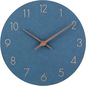 lot 16948 image: Warminn Wall Clock 12 Inch Rustic Wooden Wall Clocks Battery Operated Silent Non-Ticking Round Farmhouse Modern Clock Decorative for Living Room Decor Kitchen Home Office (Blue)