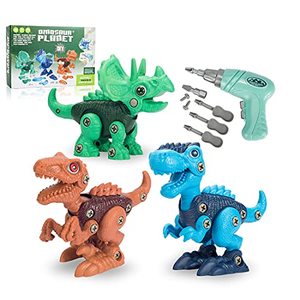 lot 16961 image: Dinosaur Toys for 3 4 5 6 7 Year Old Boys-Take Apart Dinosaur Toys for Kids 3-5 5-7 STEM Building Kids Toys with Electric DrillLearning Toys for 3-8 Years Boys Girls Easter Children��s Day Xmas Gifts