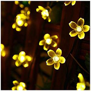 lot 16967 image: SEMILITS Outdoor Solar String Lights 50LED Flower Shaped Solar Fairy Lights for Christmas Garden Decoration Warm White