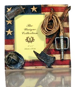 lot 16968 image: RAINBOW Fireman Frame with Flag, Hose, Ax, and Firefighter Hat