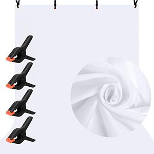lot 16976 image: 10 x 7 FT White Backdrop Background for Photography, Professional Pure White Screen for Photoshoot, High Density White Backdrop for Video Record Portrait Photo Booth Studio, with Rod Pocket & 4 Clamps
