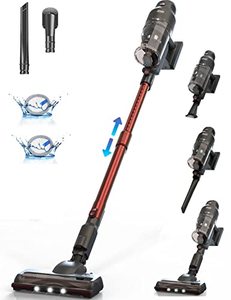lot 16990 image: syvio Cordless Vacuum Cleaner Upright, 250W 22Kpa Powerful Stick Vacuum with 40Min Runtime Detachable Battery, 3 Speeds, 3.1 lb Lightweight Handheld Vacuums for Pet Hair Hardwood Floor Carpet Car