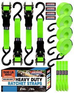 lot 17003 image: Ratchet Tie Down Straps 1500lb Break Strength Ratchet Straps with Padded Handles Coated S Hooks Soft Loops for Moving Cargo 4PK 15FT Heavy Duty Tie Down Straps