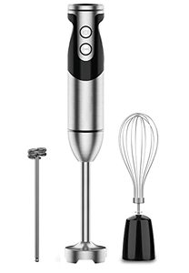 lot 17004 image: 3-in-1 Immersion Hand Blender, Powerful 800 Watt 12-Speed Stick Blender with Sturdy Titanium Plated Stainless Steel Blades