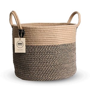 lot 17019 image: ZOES HOMEWARE 14x12 Natural Jute Rope Woven Storage Basket with Handles for Plant, Blankets,Toys,Clothes,Shoes - Living Room Home Decor,Multifunctional Basket for Organizer,Picnic,Artificial Tree