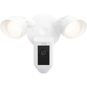 lot 2108 image: Ring - Floodlight Cam Plus Outdoor Wired 1080p Surveillance Camera - White Retails $199