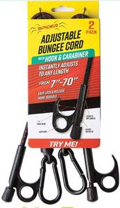 lot 2111 image: Spider Adjustable Bungee Cord with Hook and Carabiner, 60 cm24 in Length (Pack of 4) (Hook and Carabiner 24 4pcs)