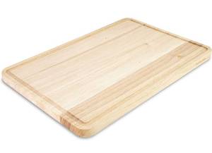 lot 2121 image: KitchenAid Classic Rubberwood Cutting Board with Perimeter Trench, Extra-Large Reversible Chopping Board, 12-inch x 18-inch, Natural