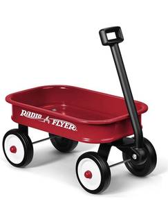 lot 2126 image: Radio Flyer Kids 12.5 Inch Little Red Toy Wagon, Small Toy Decor Wagon