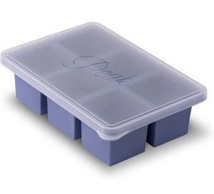 lot 2127 image: 2 piece W&P Cup Cubes Silicone Freezer Tray with Lid, Blue, Makes 6 Perfect 1-Cup Portions, Freeze & Store Soup, Broth, Sauce, Leftovers, Dishwasher Safe