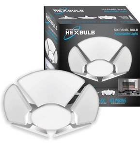 lot 2131 image: BellHowell Hex Bulb E26 LED Garage Light 6 Panel Deformable Shop Light Ceiling Light High-Intensity Lighting with 144 LED Bulbs for Attic, Basements, Office, Garage Lights