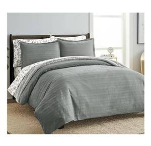 lot 2180 image: QUEEN Scott Living Aero Solid 100% Cotton 3-Piece Duvet Set, Medium Grey in Color, Retails--$106