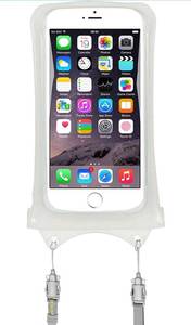lot 2197 image: AquaVault 100% Waterproof Floating Smart Phone Case & Money Pouch - Fits All Phones - Made from Premium Heavy Duty PVC for Added Drop Protection - Includes Adjustable Neck Strap White