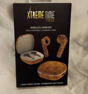 lot 2198 image: True Wireless Earbuds with Charging Case by Xtreme Time Pink Plaid