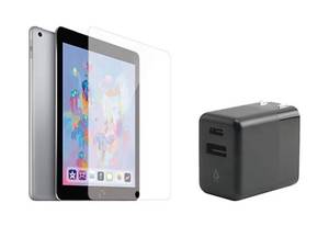 lot 2201 image: LBT Tempered Glass Screen Protector with 20W Charger for Apple iPad 10.2