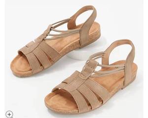 lot 2209 image: Earth Origins Leather Sling-Back Sandals - Laney Size 7W