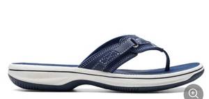 lot 2221 image: Clarks Womens Cloudsteppers Breeze Sea Flip Flops Navy size 7 medium