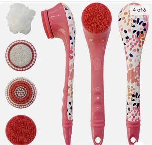 lot 2259 image: Blushly Exfoliating Body Brush, with 3 Cleansing Brush Heads, Body Brush for Showering, 14 inches