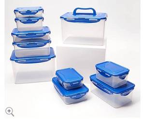 lot 2293 image: LocknLock 10-Pc Nestable Rectangle Set with 2 Handle Lids