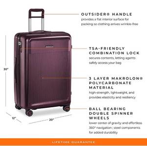 lot 2301 image: Briggs & Riley Sympatico Large Expandable Spinner Luggage, PLUM in Color, 30 Inch Checked Bag, NEW in Plastic, Retails--$770 GREAT ITEM