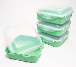lot 2303 image: LocknLock Set of 4 Square Storage Containers with Dome Lids, SPEARMINT in Color, NEW